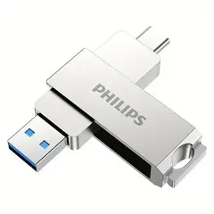 PHILIPS - Memoria USB 2 en 1 - 3.2 y USB C de 64 GB Flash Giratoria