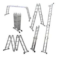 GENERICO - Escalera Multipropósito 16 Pasos Multiusos De Aluminio 4.60 m 4x4