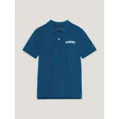 TOMMY HILFIGER - Polo De Punto Con Logo Estilo Grafiti Niño Azul