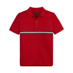 TOMMY HILFIGER - Polo Con Rayas Distintivas Para Niño Rojo