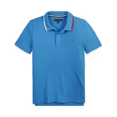 TOMMY HILFIGER - Polo De Corte Regular Con Cuello Ribeteado Niño Azul