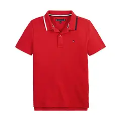 TOMMY HILFIGER - Polo De Corte Regular Con Cuello Ribeteado Niño Rojo
