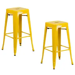 MOBLIHOUSE - Set X2 Butaco Tolix Alto Para Barra Metálico Amarillo 75cm