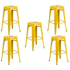 MOBLIHOUSE - Set X5 Butaco Tolix Alto Para Barra Metálico Amarillo 75cm