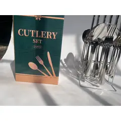 LANZURY IMPORTACIONES - Juego de cubiertos de 24 piezas de acero inoxidable PLATEADO
