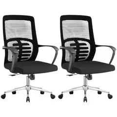 MOBLIHOUSE - Set X2 Silla Oficina Prince Negra 50x49x95cm Con Garantia