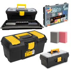 PRETUL - Kit X4 Caja Herramientas 16, 14, 12 Pg + Organizador Truper