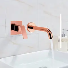 GENERICO - Llave Lavamanos Pared Oro Rosa Mezclador Perfección