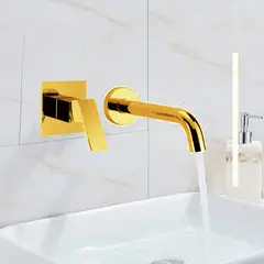 GENERICO - Llave Lavamanos Pared Dorada Mezclador Perfección