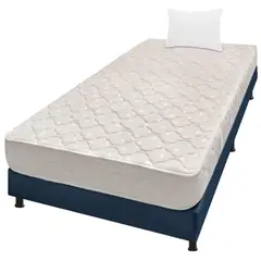 DORMILANDIA - Combo Colchón Sencillo Espumado Multisleep Azul +Base Cama Entera+ Almohada