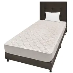 DORMILANDIA - Combo Colchón Sencillo Multisleep Café +Base Cama Entera+ Cabecero+ Almohada