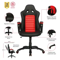 MUEBLESYA - Silla Gamer Mocoa Rojo
