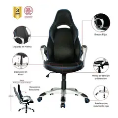 MUEBLESYA - Silla Gamer Florida Blanca Azul