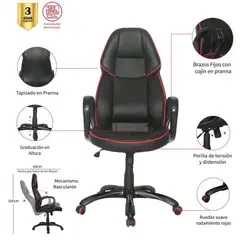 MUEBLESYA - Silla Gamer Duitama Rojo