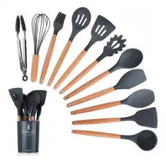GENERICO - Set 12 Utensilios De Cocina En Silicona Resistente Calor