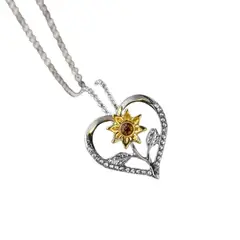 GENERICO - Collar Con Colgante De Girasol De Corazón Flor Sol Joyería