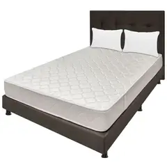 DORMILANDIA - Combo Semidoble Espumado Multisleep Café+Base Cama+Cabecero+Almohadas