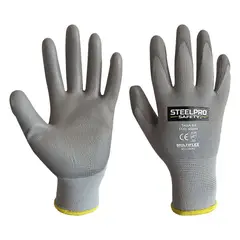 STEELPRO - GUANTE MULTIFLEX T-M NYLON POLIURETANO GRIS (2 UNDS)