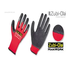 ZUBI OLA - GUANTE POLIESTER RECUBIERTO LATEX ROJO-NEGRO T-8