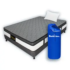 DORMILANDIA - Combo Colchón Gris Sencillo Resortado Dublín+Base Cama Entera+Almohada.