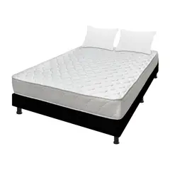 DORMILANDIA - Combo Colchón Doble Espumado Ultraflex+Base Cama Entera+Cabecero+ Almohadas