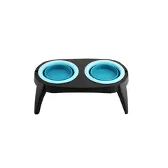 AFM - COMEDERO Y BEBEDERO SILICONADO ELEVADO PARA MASCOTAS AZUL