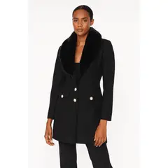 FRIOLENTA - Gaban Abrigo Negro Piel sintetica