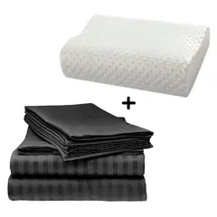 ZHOPI CO - Juego Sabanas Cama Doble Negro Mas 1 Almohada Aloe Viscoelastica