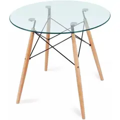 MOBLIHOUSE - Mesa Comedor Milano Tapa De Vidrio 80cm
