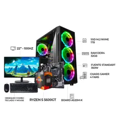 AMD - COMPUTADOR GAMER RYZEN 5 5600GT+ MONITOR 22" FHD+ RAM 32GB+ SSD 1TB+ COMBO