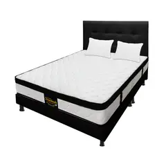 DORMILANDIA - Combo Colchón King Resortado Versalles Base Cama Dividida Cabecero Almohadas.