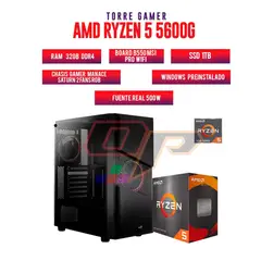 AMD - TORRE GAMER RYZEN 5 5600G/32GB RAM/ 1TB SSD/BOARD B550 WIFI / CHASIS 1 FANS