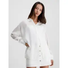 CALVIN KLEIN - Blusa Con Espalda Dividida De Rayón Arrugado Mujer Blanco