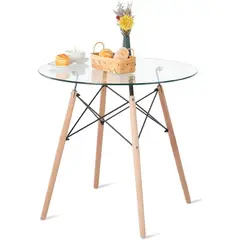 MOBLIHOUSE - Mesa Comedor Tapa De Vidrio 80x80cm