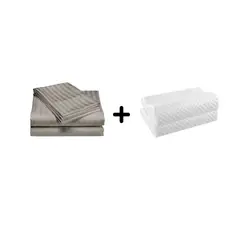 VARIOUS - Sabanas Cama Doble Gris Mas 2 Almohadas Aloe Memory Foam Ortopedica