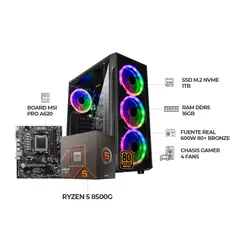 AMD - COMPUTADOR GAMER RYZEN 5 8500G+ RAM 16GB DDR5+ SSD 1TB+ 600W 80+BRZ+ CHASIS RGB