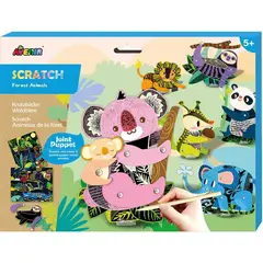 JUGANDO Y EDUCANDO - Set De Arte Para Raspar Marionetas Animales Niñas Niños