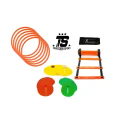 GENERICO - Escalera Coordinación + Aros Planos Platillos Kit Deportivo