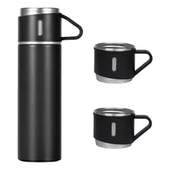 GENERICO - Set x3 de termo tazas de agua caliente fría negro