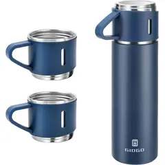 GENERICO - Set x3 de termo tazas de agua caliente fría azul
