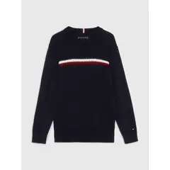 TOMMY HILFIGER - Saco De Niño Con Diseño Global Stripe En Intarsia