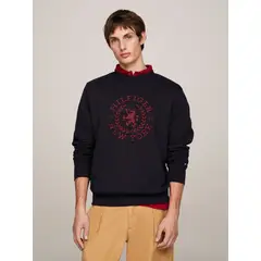 TOMMY HILFIGER - Saco Azul Con Logo Y Escudo Grande Para Hombre
