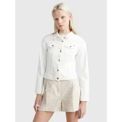TOMMY HILFIGER - Chaqueta Vaquera Blanca De Corte Slim Mujer Blanco