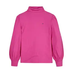 TOMMY HILFIGER - Camiseta Rosa Con Cuello Alto Para Niña