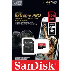 SANDISK - Memoria Mirco SD Extreme Pro 128Gb Con Adaptador