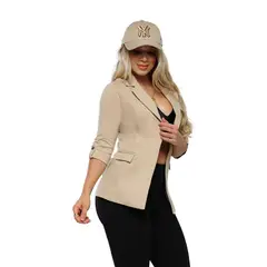 SYK - Blazer Para Mujer Manga Tres Cuartos Beige-