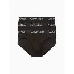 CALVIN KLEIN - 3 Pack De Hip Brief Negros Structure Cotton