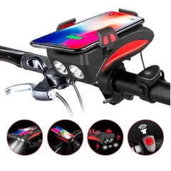 GENERAL - Linterna Para Bicicleta Con Soporte Celular Power Bank Pito