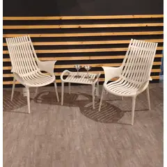 VONDOM - COMBO DE 2 POLTRONAS + 1 MESA AUXILIAR ECRU IBIZA EN POLIPROPILENO