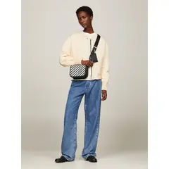 TOMMY HILFIGER - Bolso Bandolera Th City Con Rayas Dentadas